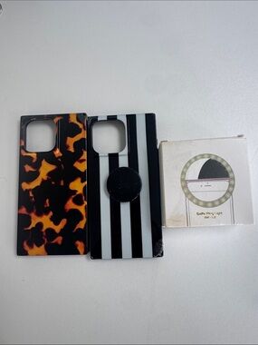 (2) iPhone 15 Pro Max Square Cases and a Selfie Ring Light